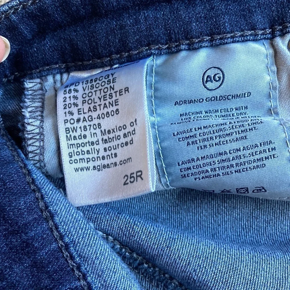 AG Adriano Goldschmied Dark Blue High Rise Skinny Ankle Jeans Size 25R Pockets